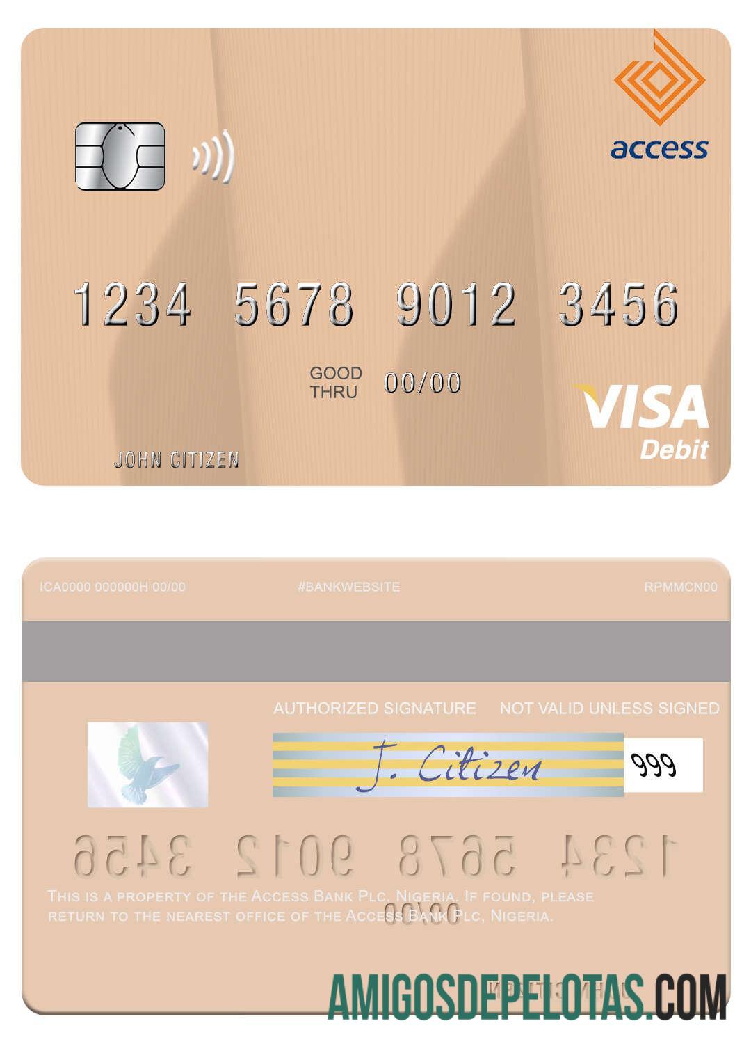 Nigeria Access Bank Plc Visa Debit Card example